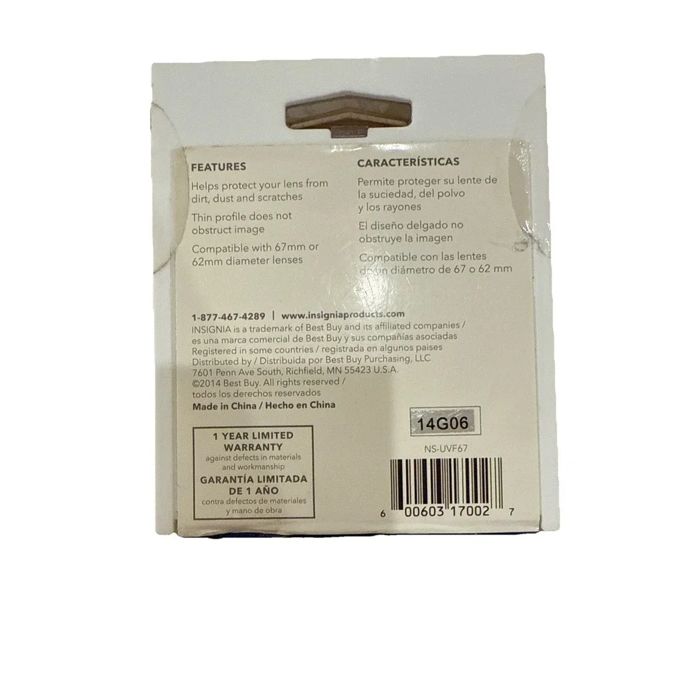 INSIGNIA‎ 67/62 MM UV FILTER for Camera, Circular - NS-UVF67-C